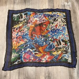 Ed Hardy Koi Fish Vintage Silk Scarf